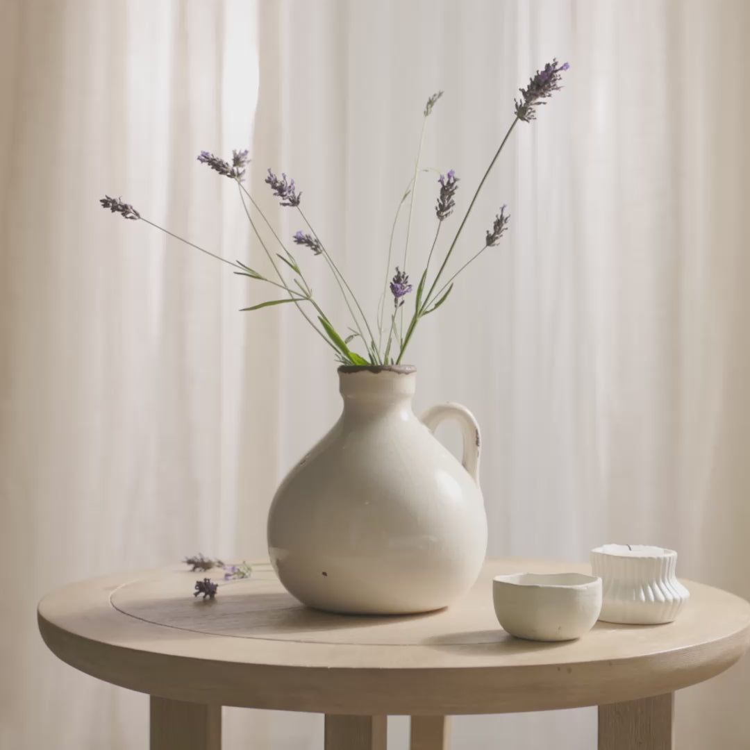 Corsino 16cm Ceramic Vase - Handle - Off White - Laura James 