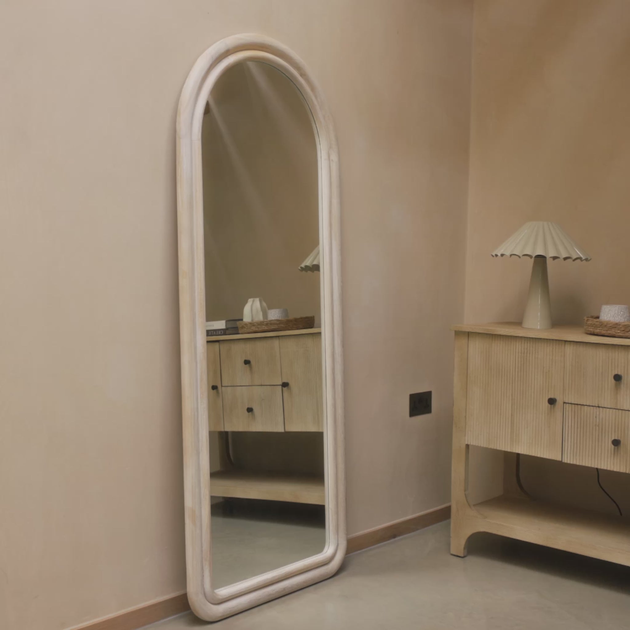 Ashridge 170x70cm Arch Wall Mirror - Whitewash - Laura James 