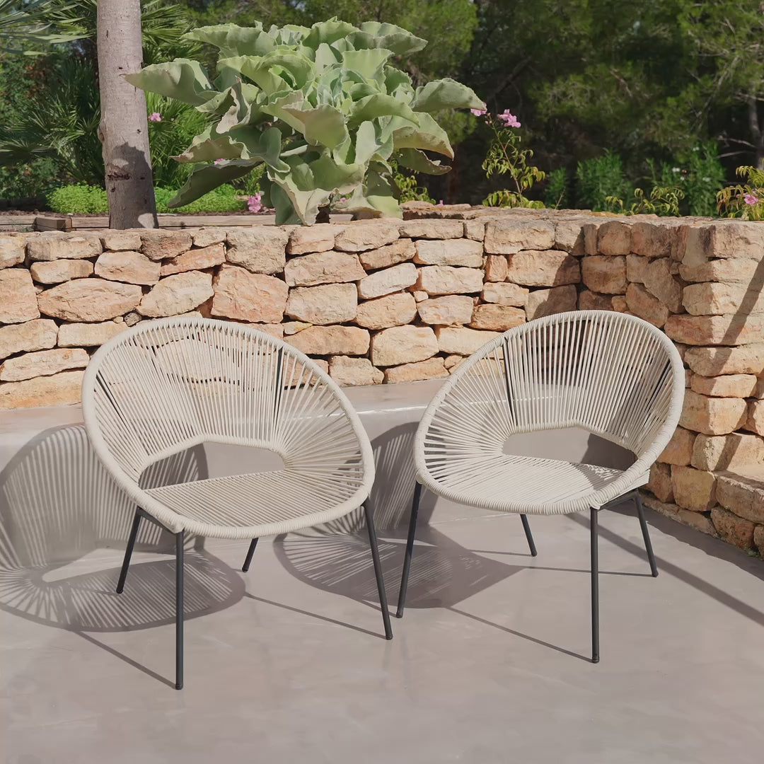 Eli Beige Rope Chairs - Set of 2 - Laura James