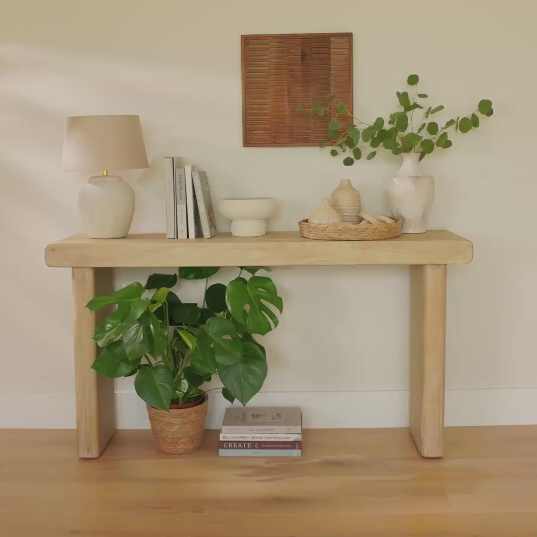 Nevaeh Chalked Mango Wood Console Table - 140cm - Laura James
