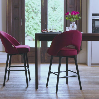 Marilyn Burgundy Red Bar Stool - Black Oak Legs - Laura James 
