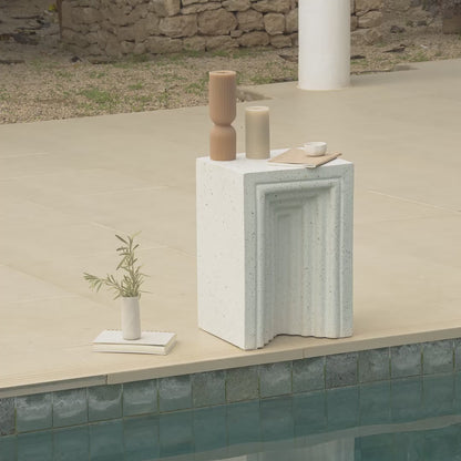 Karasi Rectangular Side Table - Paprika Mother of Pearl Terrazzo - Laura James 