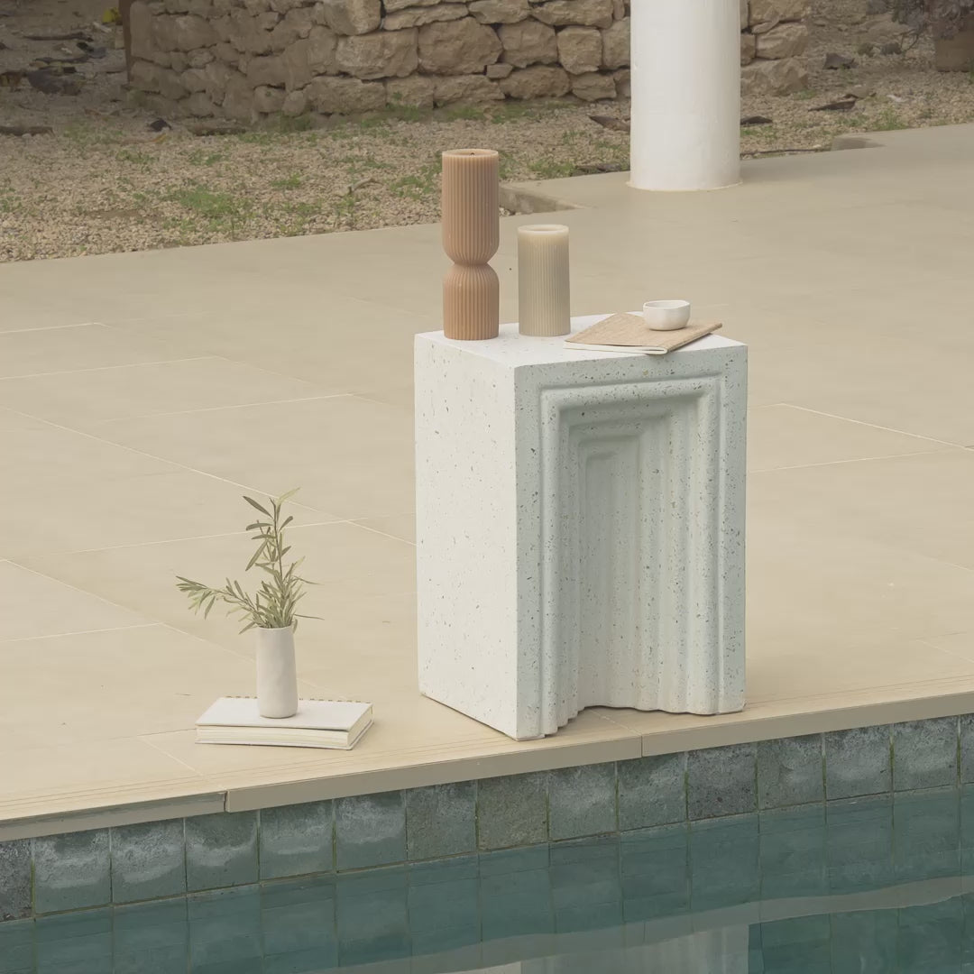 Karasi Rectangular Side Table - Paprika Mother of Pearl Terrazzo - Laura James 