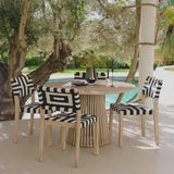 Willow 4 Seater Wooden Brushed Light Acacia Round Dining Set with Saffron Black and Beige Chairs - Laura James 