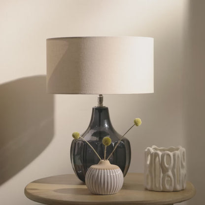 Midford Dark Grey Glass Table Lamp Base - 22cm - Laura James 