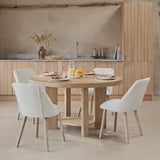Marlon Whitewash Oak Oval Dining Table Set - 4 Seater - Freya Oat Boucle Dining Chairs - Whitewash Oak Legs - Laura James 