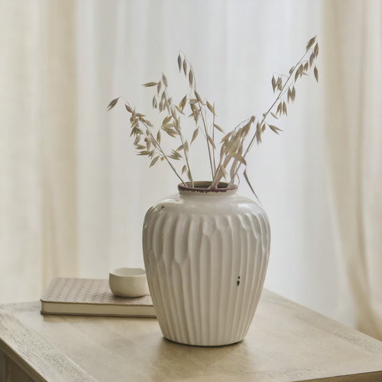 Chera 19cm Ceramic Vase - Off White - Laura James