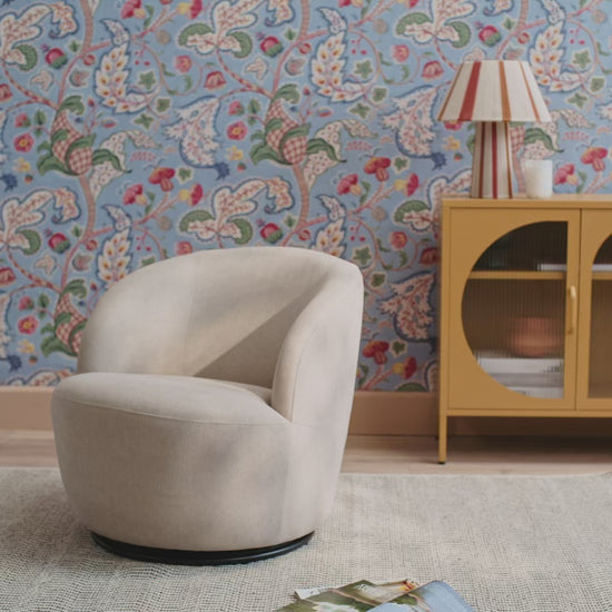 Sawyer 68cm Swivel Armchair - Soft Beige - Laura James
