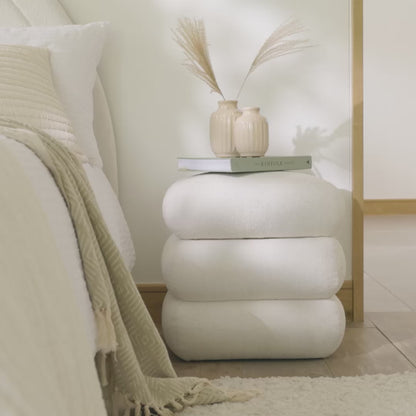 Fleur Footstool - Chalk White Boucle - Laura James 