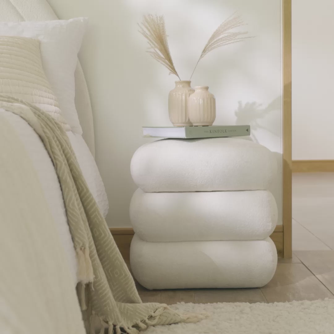 Fleur Footstool - Chalk White Boucle - Laura James 