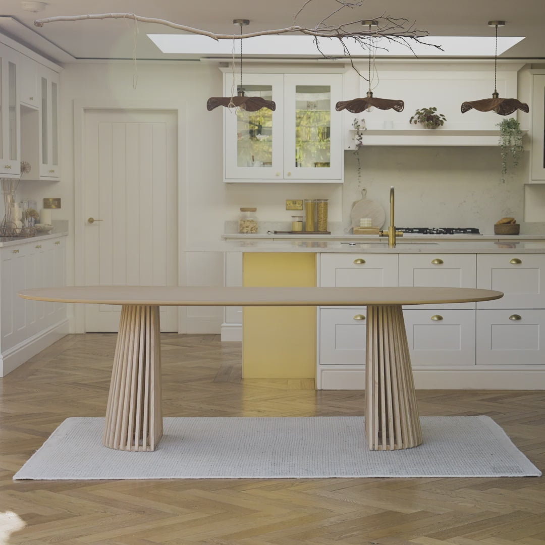 Willow Whitewash Oval Dining Table - Laura James 