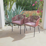 Hali Clay Pink Rope Chair with Cushions - Set of 2