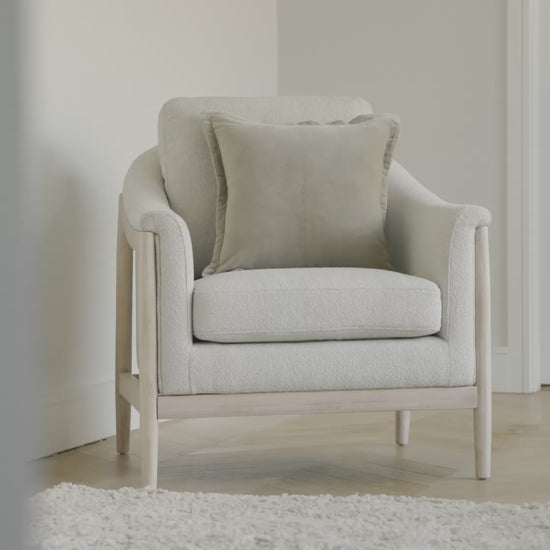 Carter Beige Boucle Occasional Armchair - Whitewash Legs - Laura James 