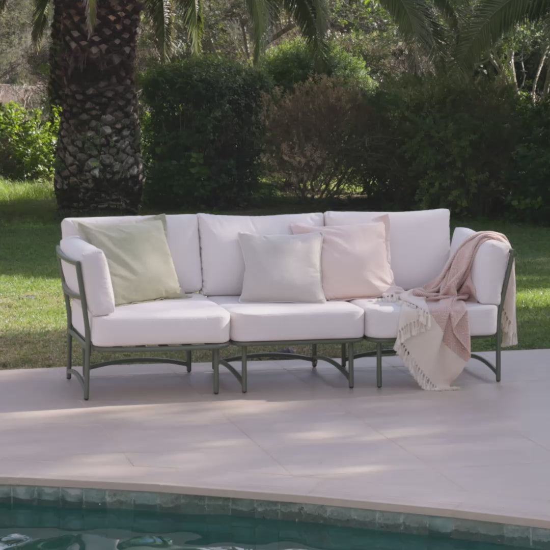 Wilder 8 Seater Metal Corner Sofa Set with Coffee Table - Olive Green - Laura James