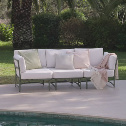 Wilder 8 Seater Metal Corner Sofa Set with Coffee Table - Olive Green - Laura James