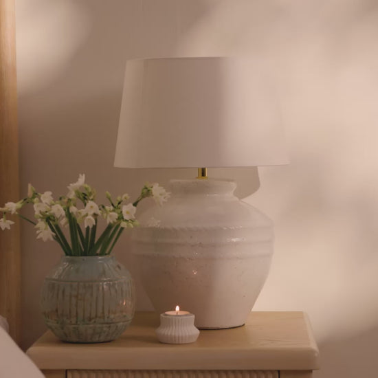 Merton 33cm Ceramic Lamp Base - Rustic White - Laura James