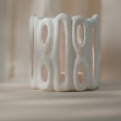 Whitton Large Candle Holder - White - Laura James