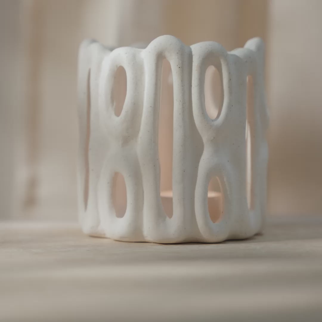 Whitton Large Candle Holder - White - Laura James