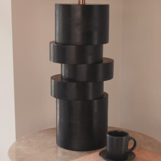 Adam 45cm Table Lamp Base - Jet Black Mango Wood - Laura James 