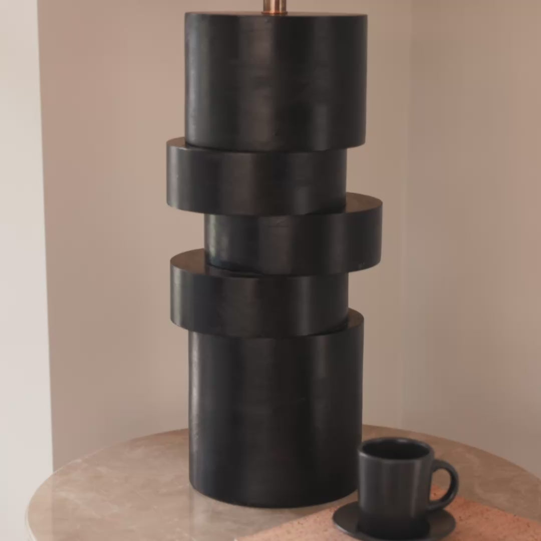Adam 45cm Table Lamp Base - Jet Black Mango Wood - Laura James 