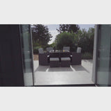 8 Seater Rattan Cube Outdoor Dining Set with Parasol - Black Weave - Laura James
