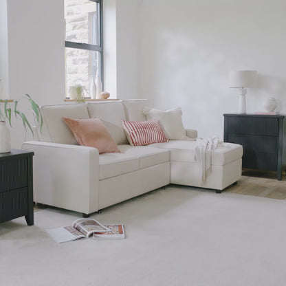 Hugo White Pull Out Corner Sofa Bed - Laura James