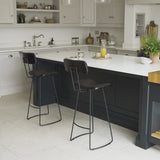 Jayden Black Leather Bar Stool - Set of 2 - Laura James