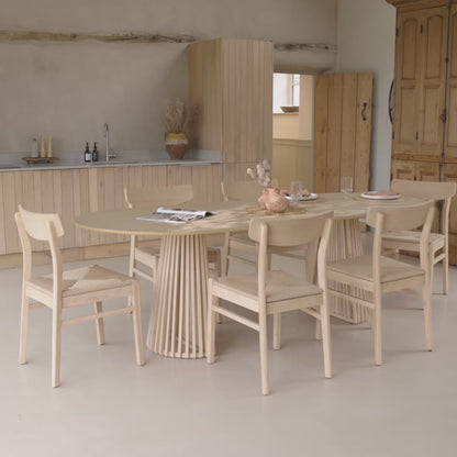 Willow Whitewash Oak Oval Dining Table Set - 6 Seater - Faye Dining Chairs - Whitewash Oak Legs - Laura James