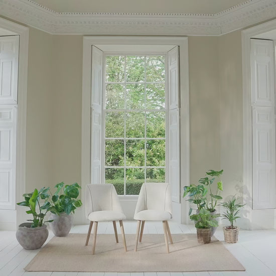 Freya Oat Boucle Dining Chairs - Set of 2 - Chalked Mangowood Legs - Laura James
