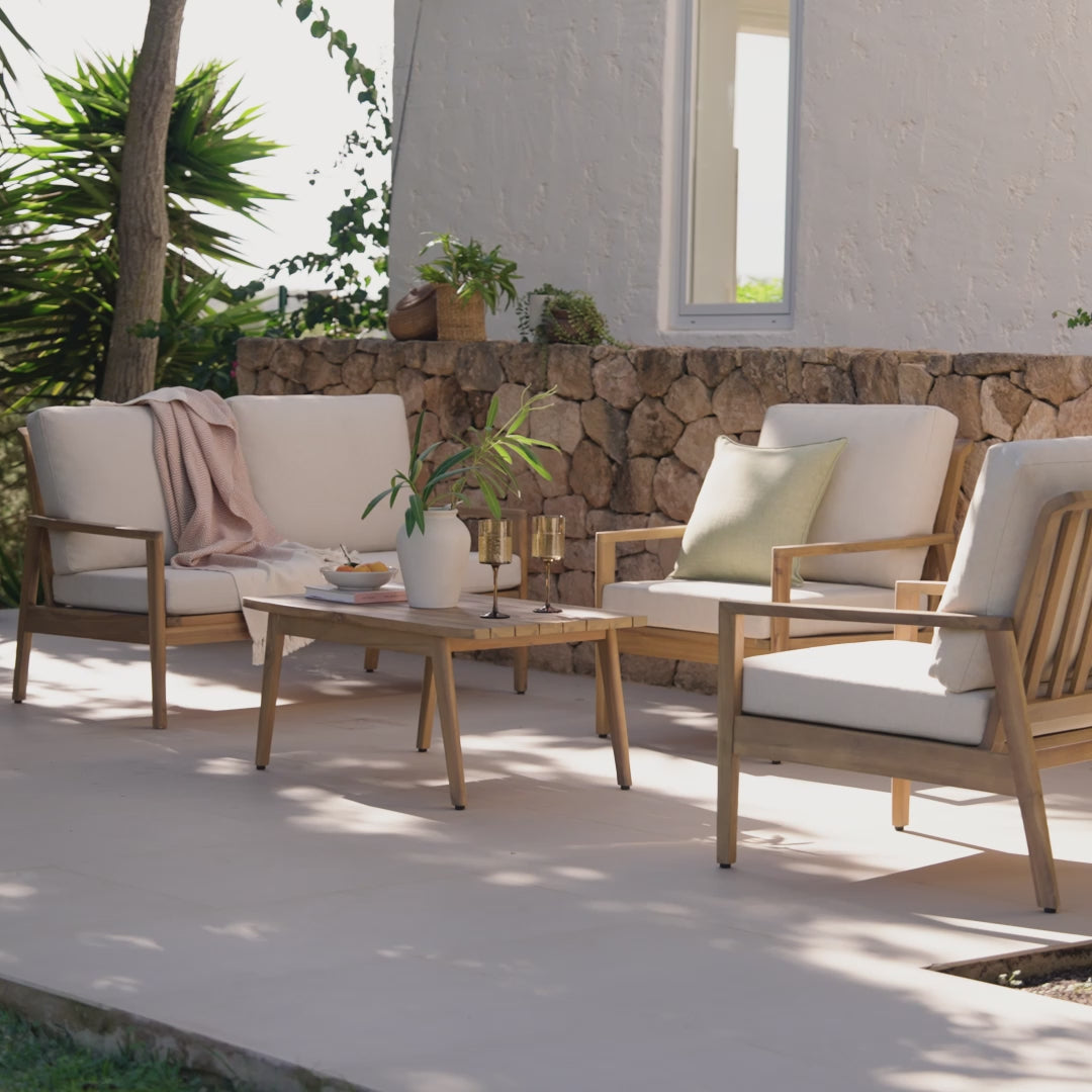Alora Wooden Garden Conversation Set - White Acacia - Laura James