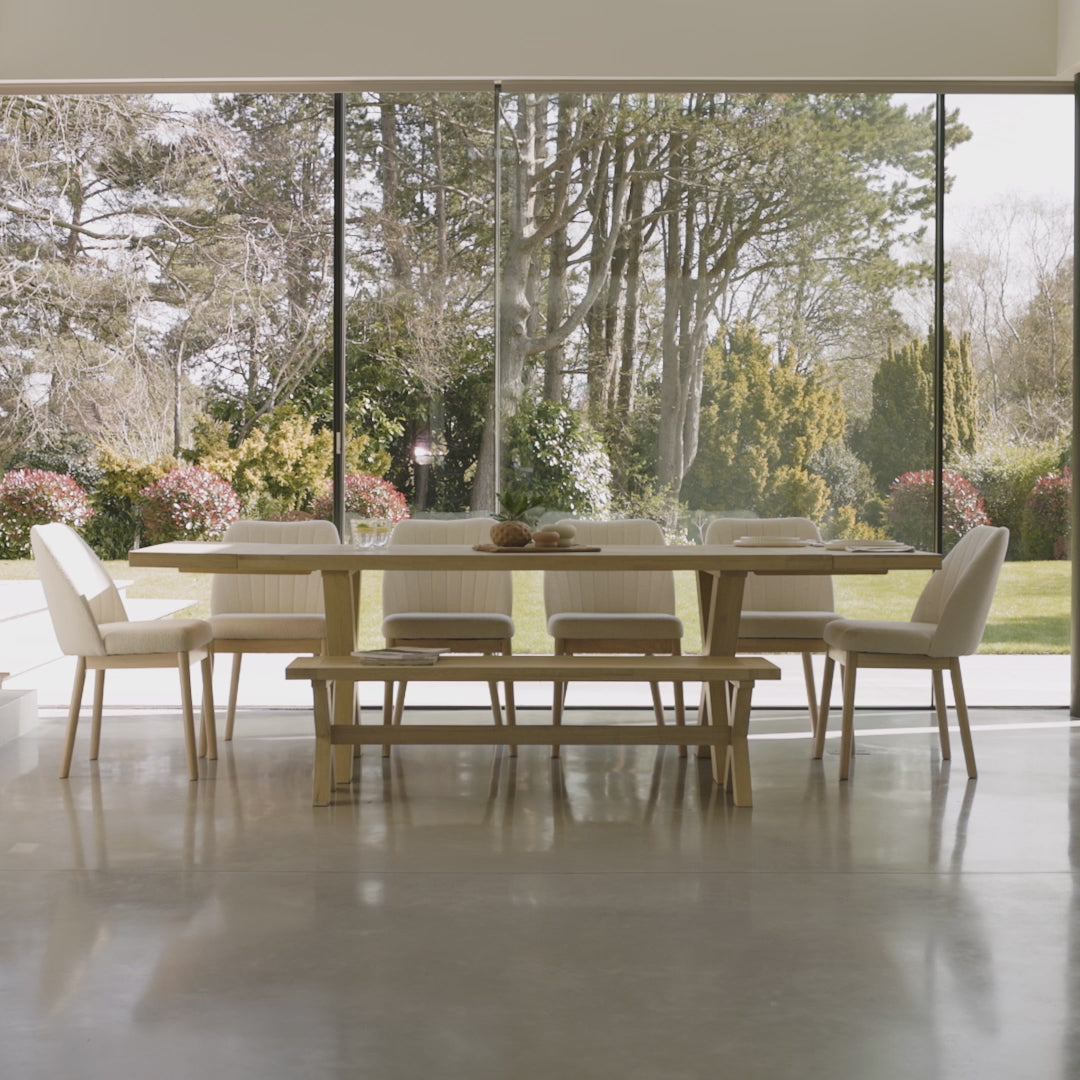Charlotte 6 Seater Extending Rectangular Dining Table Set with  Freya Sand Dining chairs - Laura James 