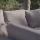 Aston rattan Corner Sofa Set premium grey LED parasol - 9 seater - natural brown - glass table top - Laura James