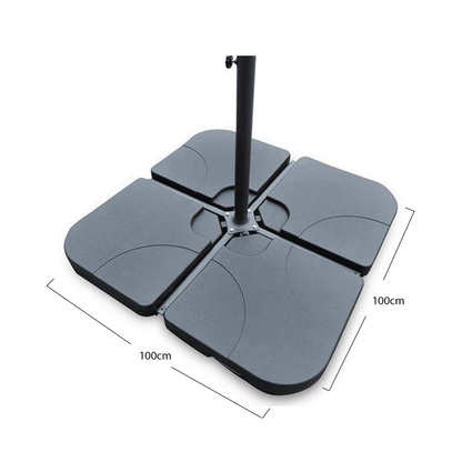 Quartered Base for Lean Over and Cantilever Parasols