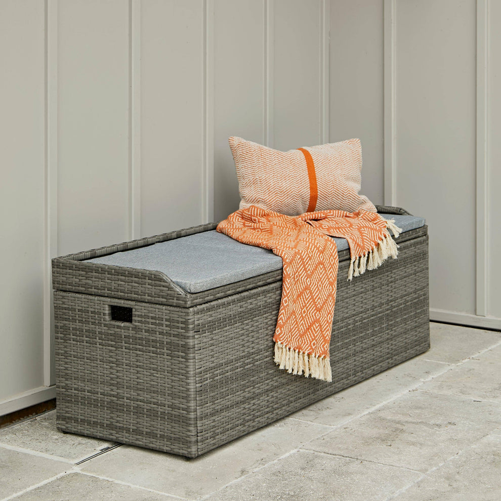 Rattan Natural Brown Polywood Storage Bench - Laura James