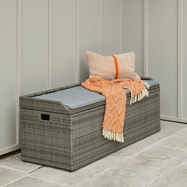 Rattan Natural Brown Polywood Storage Bench Laura James