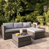 Weston 4 Seater Rattan Corner Sofa Set With Polywood Top - Grey Weave