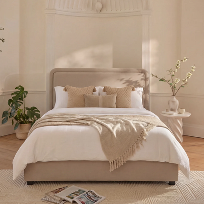 Robyn Double Ottoman Bed - Soft Beige