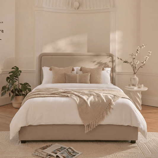 Robyn King Ottoman Bed - Soft Beige