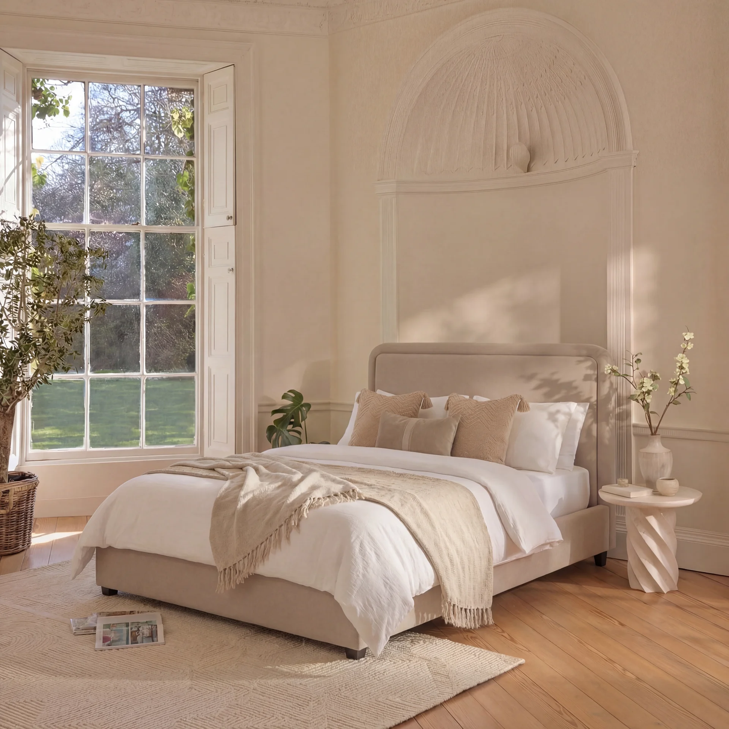 Robyn Double Ottoman Bed - Soft Beige
