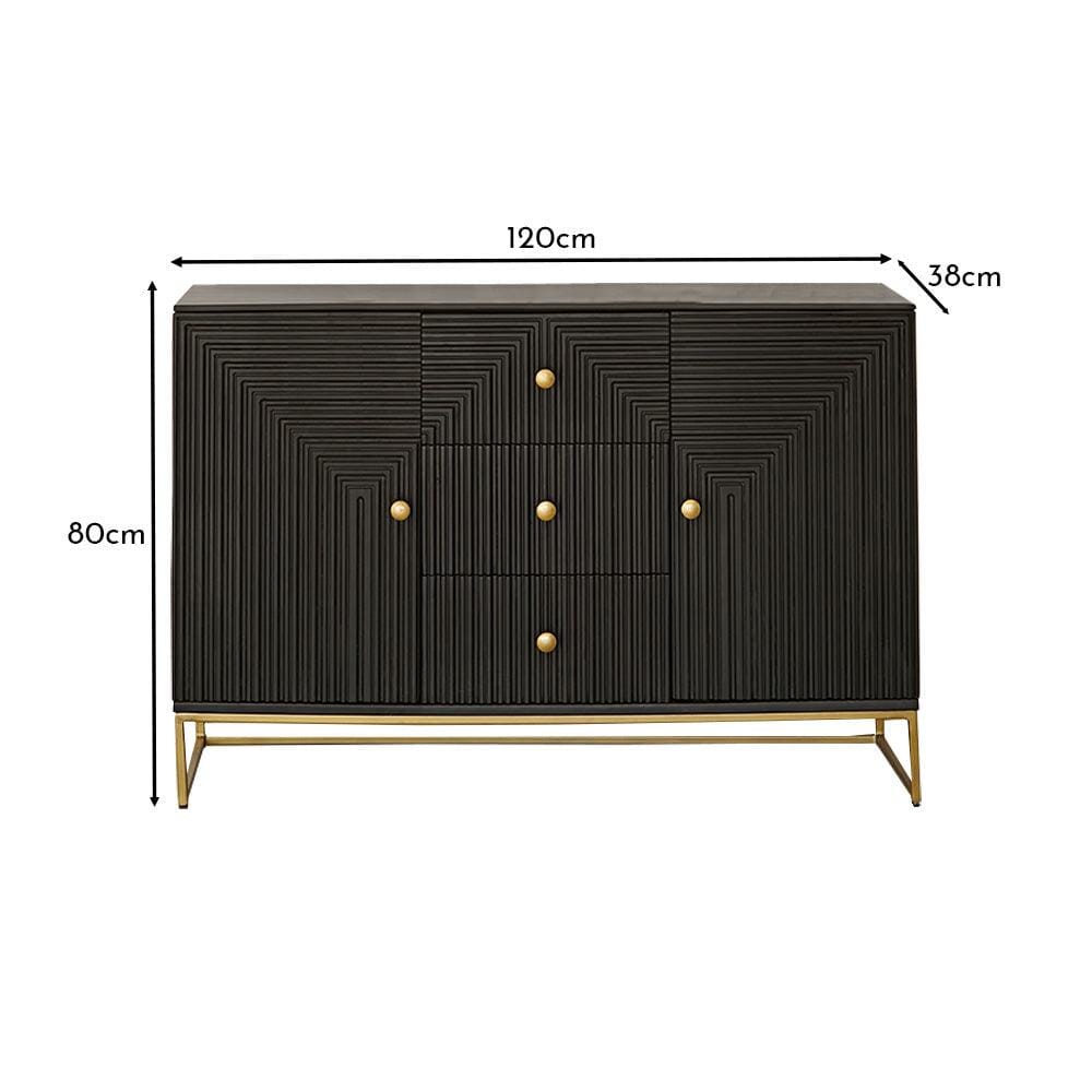 Rayna 2 Door 3 Drawer Black Sideboard - Laura James