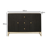 Rayna 2 Door 3 Drawer Sideboard - Jet Black - Laura James