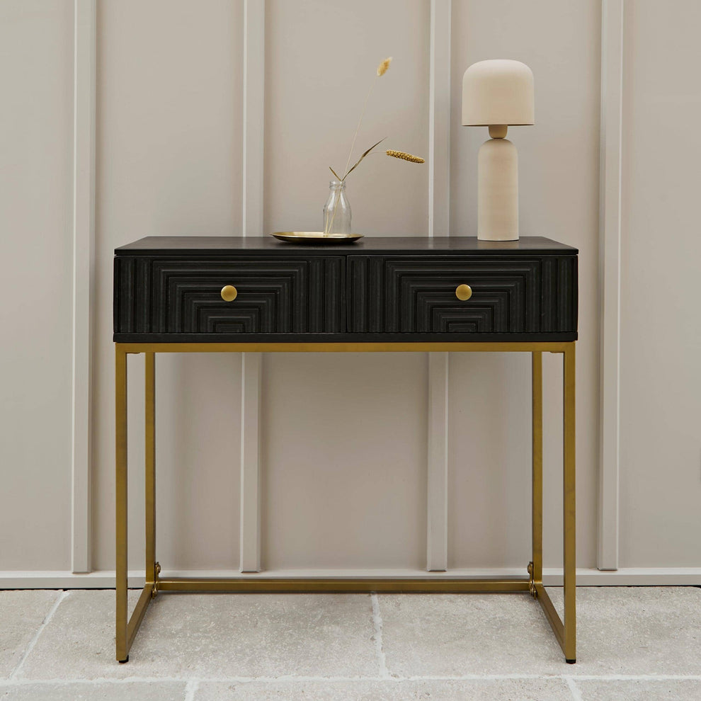 Rayna 2 Rayna 2 Drawer Console Table - Jet Black - Laura James
