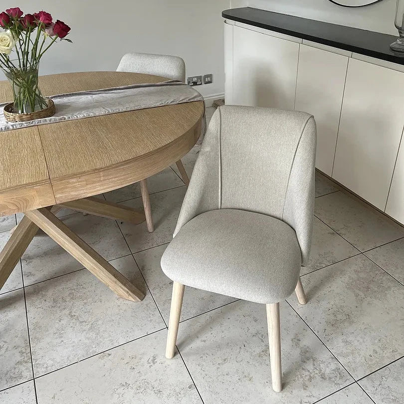 Freya Sand Dining Chairs - Set of 2 - Whitewash Oak Legs