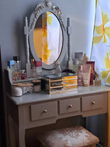 Capri Grey Dressing Table with Mirror & Stool