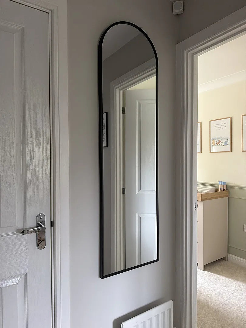 Ingham 140X40cm Metal Arch Mirror - Black