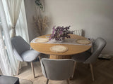 Willow Pale Oak  Dining Table Set - 4 Seater - Freya Grey Dining Chairs - Whitewash Legs