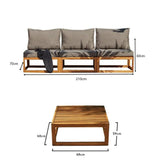 Rowan 3 Seater Wooden Garden Armless Sofa and Coffee Table - Grey - Laura James