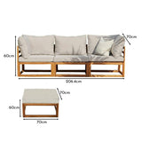 Rowan 3 Seater Wooden Garden Sofa and Footstool - Laura James