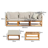 Rowan 3 Seater Wooden Garden Sofa, Footstool and Coffee Table - Laura James