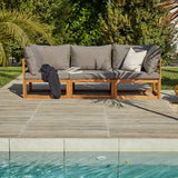 Rowan 3 Seater Wooden Garden Sofa Set With Footstool and Coffee Table - Laura James